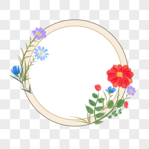 水彩花卉圆形边框图片