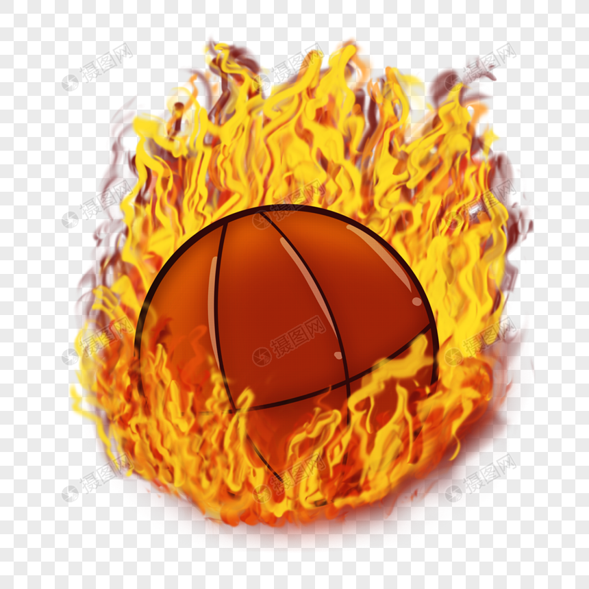 篮球火灾燃烧体育图标图片