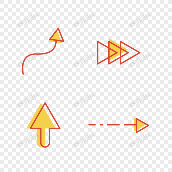 红色边框黄色色块箭头图片