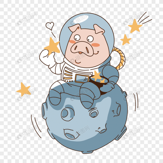 卡通太空猪宇宙动物宇航员图片