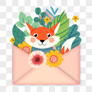 动物花卉信封狐狸图片