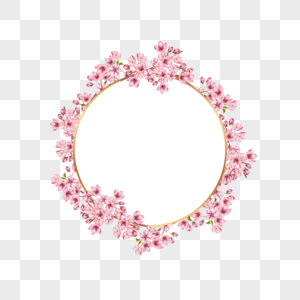 粉色樱花春天环绕金边框图片