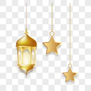 金色星星灯笼吊饰质感斋月背景图片