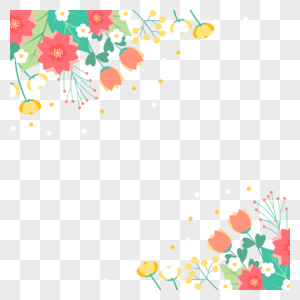 彩色手绘郁金香春季花卉边框图片