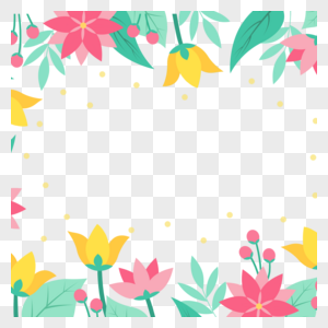 彩色春季花卉边框图片