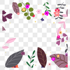 棕色纹理叶子和花春天花卉边框图片