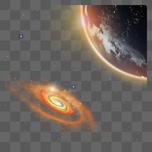 橙色银河旋涡地球光线图片
