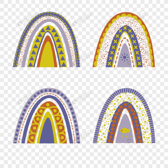 紫色卡通波西米亚风格彩虹图片