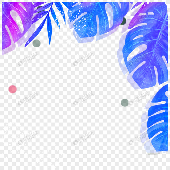 水彩霓虹树叶边框图片