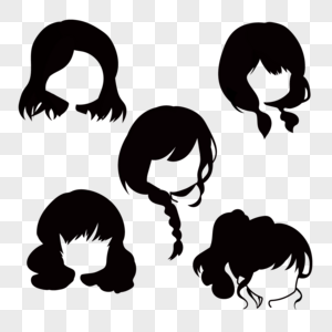 扎马尾短发卷发女式发型组合高清图片