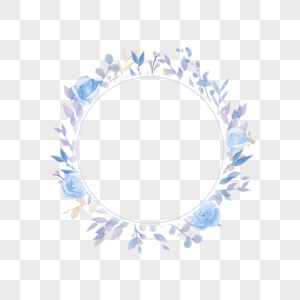 圆环婚礼蓝色玫瑰边框图片