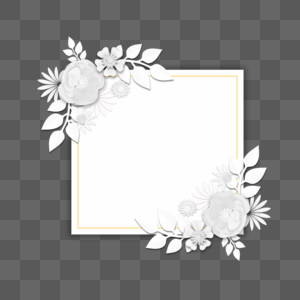 剪纸花卉婚礼正方形边框图片