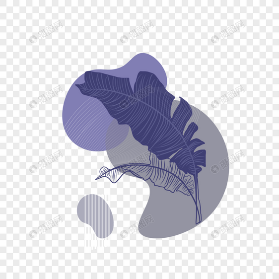 紫色色块抽象画线几何植物背景图片