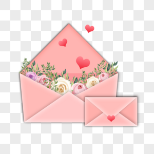 粉色心形母亲节信封花朵图片