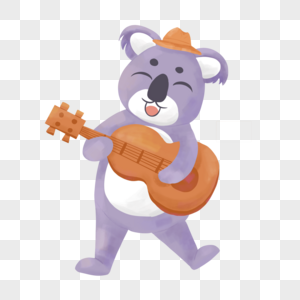 考拉玩吉他可爱卡通动物高清图片