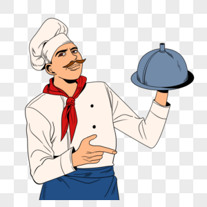 拿着食物的厨师波普艺术图片