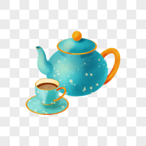 茶杯水彩花艺下午茶茶壶图片