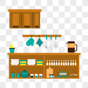 厨房商务扁平棕色插画图片