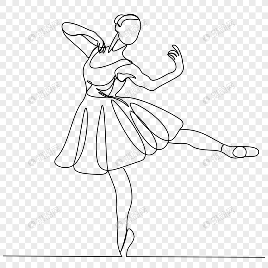芭蕾舞演员线条画女生艺术图片