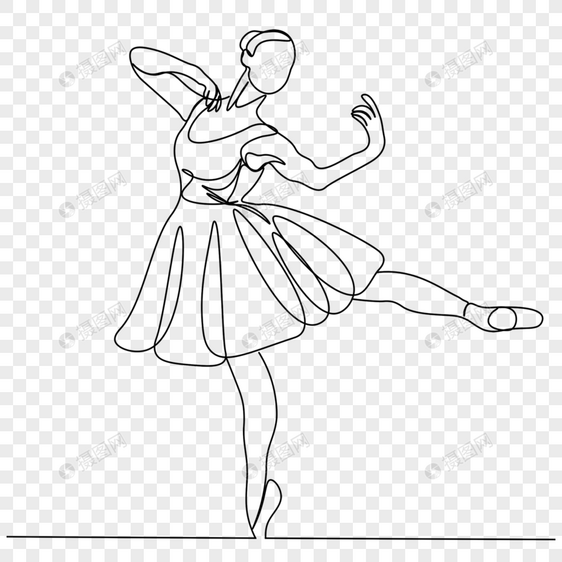 芭蕾舞演员线条画女生艺术图片
