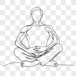 瑜伽冥想姿势线条画男连续图片
