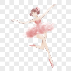 红色水彩芭蕾舞者女图片