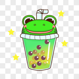 可爱小青蛙造型珍珠奶茶表情高清图片