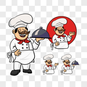 举托盘厨师系列插图图片