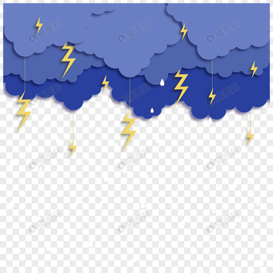 剪纸风天气雷电下雨剪纸云朵图片