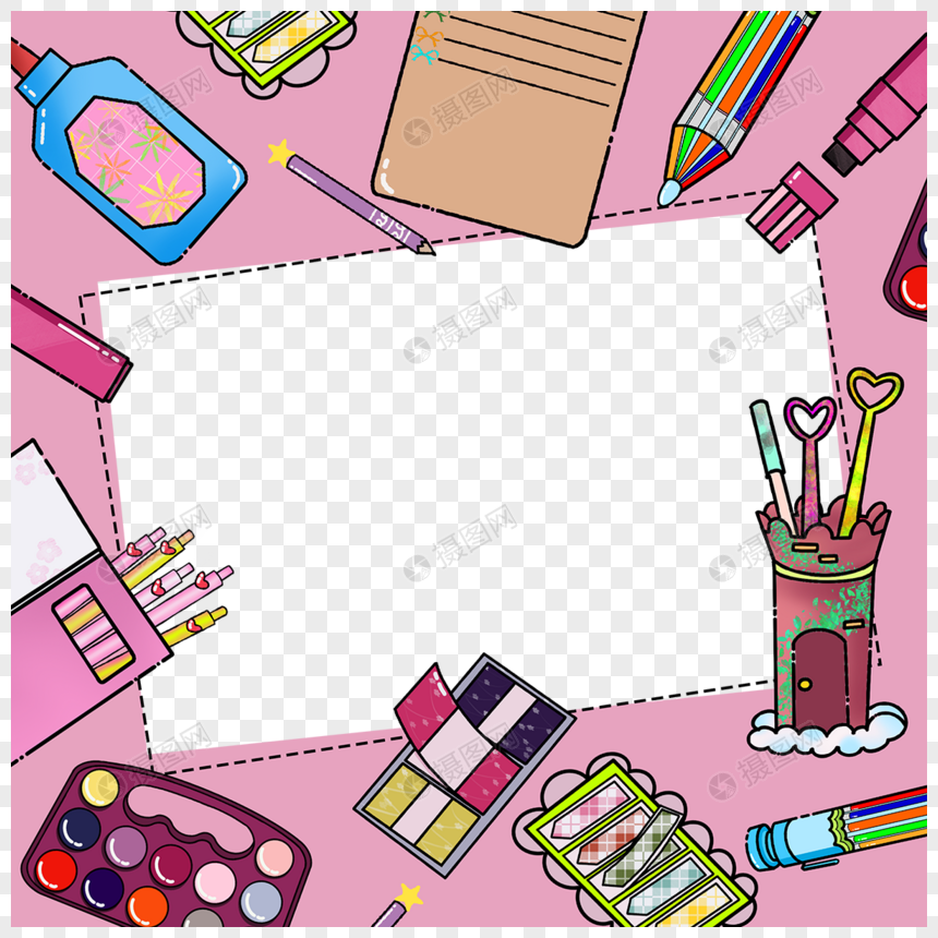 绘画笔刷颜料教育文具用品边框图片