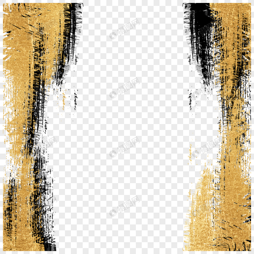 水彩涂鸦金色笔刷抽象边框图片