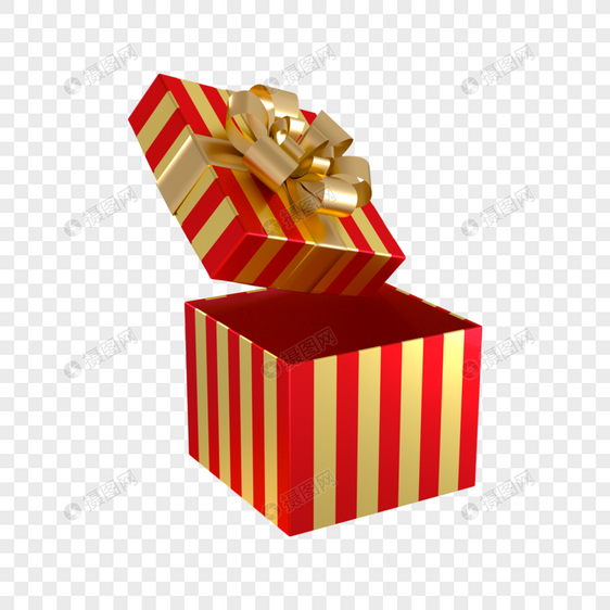 红金条纹3d节日礼物盒图片