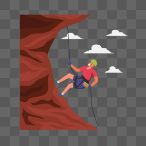 爬山运动概念插画攀岩运动吊在攀岩绳子上的人高清图片