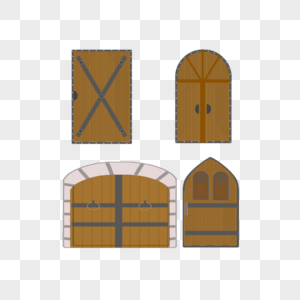 扁平风格旧木门中世纪图片
