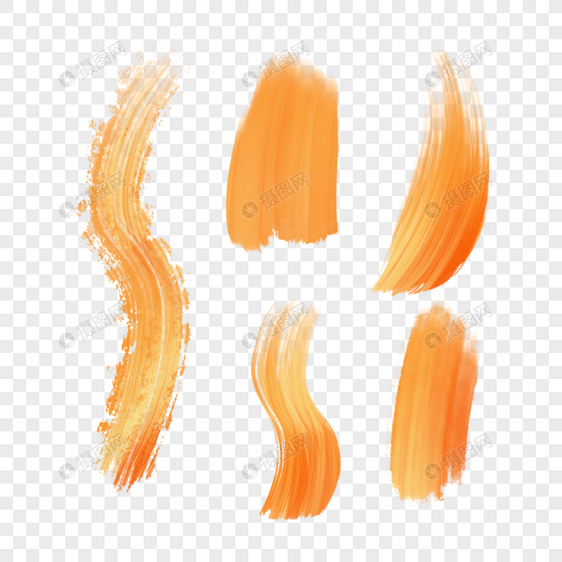 橙色水彩厚涂渐层抽象叠图笔画笔触组合图片