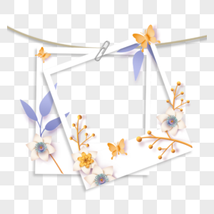 宝丽来剪纸花卉交叠相框图片