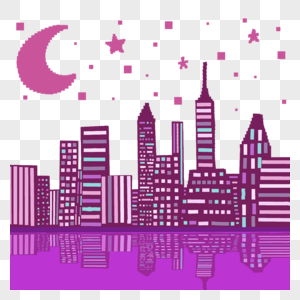 像素艺术游戏城市场景紫色神秘图片