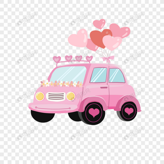 粉色婚车气球浪漫图片