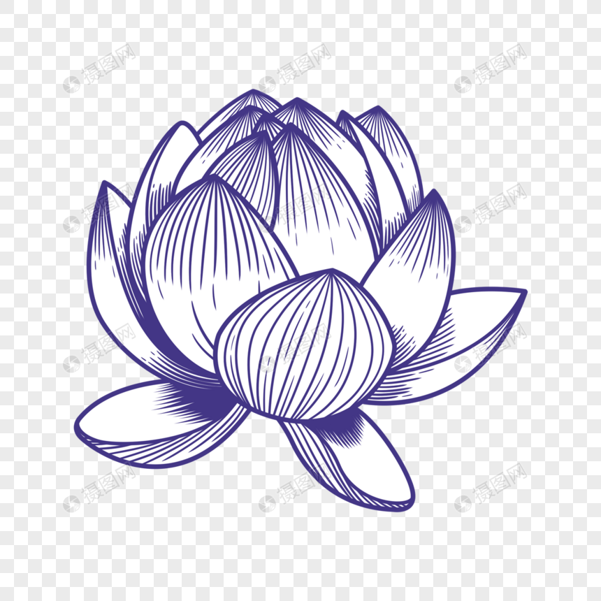 莲花雕刻版画元素素材下载 正版素材 摄图网