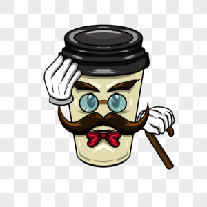 绅士胡子咖啡杯波普美漫风格罐子咖啡杯图片