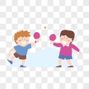 乒乓球运动插画儿童双人乒乓球游戏图片