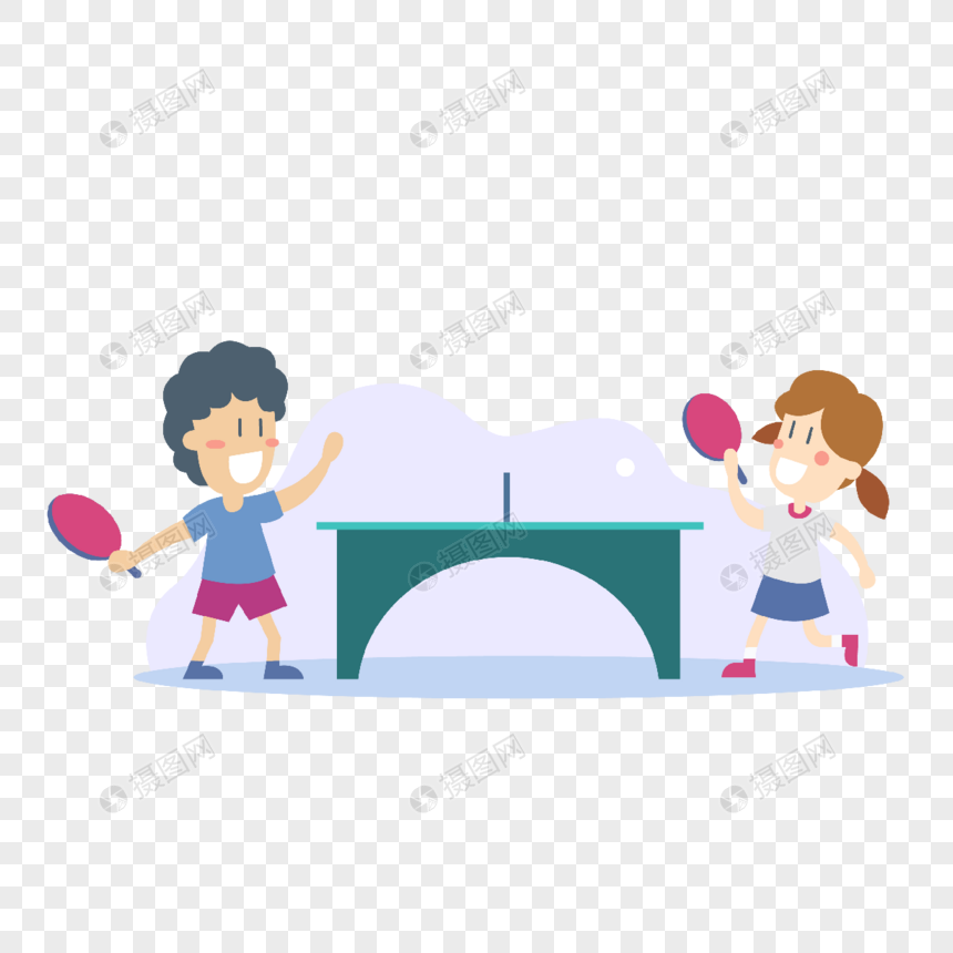 乒乓球运动插画打乒乓球的孩子们图片