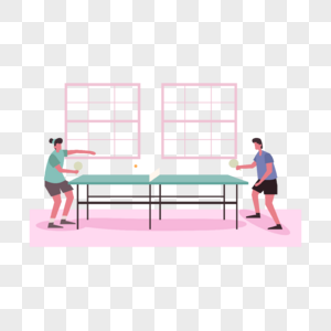 乒乓球运动插画室内打乒乓球的运动员图片