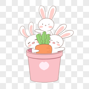 可爱兔子和胡萝卜盆栽图片