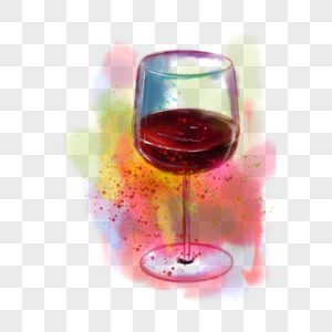 水彩红酒酒杯图片