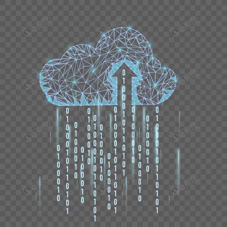 多边形未来现代互联网数据信息交换蓝色发光云图片