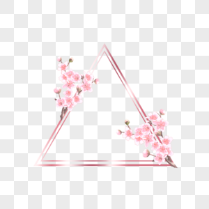 粉色三角形桃花花卉边框图片