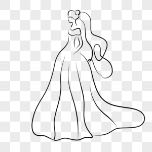 抽象线条婚纱礼服头戴白沙的新娘图片