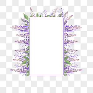 水彩紫藤花卉边框创意图片