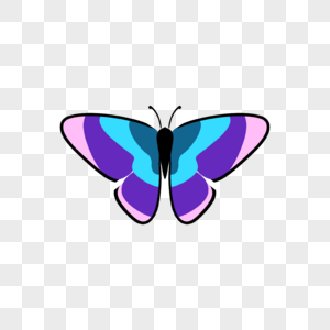 蓝紫色水彩色块蝴蝶图片